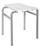 Brillantbad BELP Hocker Edelstahl poliert Kunststoff Wei&szlig; 440x450x400 mm, 150...