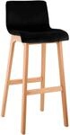 CLP Barhocker mit Lehne Hover, Barstuhl Holz Natura gepolstert mit Samtbezug,