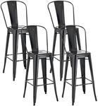 CLP 4er Set Metall Barhocker Aiden Mit Hoher R&uuml;ckenlehne I 4 x Hocker Mit