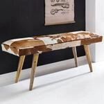 Sitzbank gepolstert 120cm Ziegenfell Garderobenbank Design Flurbank Bettbank