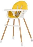 Chipolino Kinderhochstuhl Rio 2 in 1, Kinderstuhl rutschfeste Beine 5-Punkt-Gurt gelb