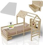 Juskys Kinderbett Yari 90x200 cm - Integrierter Schreibtisch, Praktische Schublade -