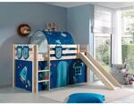 Vipack Spielbett Pino inkl. Rutsche, Kiefer massiv natur mit Vorhang, Tunnel...