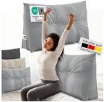 ELONEO R&uuml;ckenkissen Bett- und R&uuml;ckenst&uuml;tzkissen >Grau< 90cm