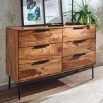 Massivholz Schubladenkommode 120cm Sheesham Natur Design Kommode mit 6...