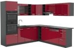 Vicco K&uuml;chenzeile Eckk&uuml;che Einbauk&uuml;che R-Line Ecke Anthrazit Bordeaux K&uuml;chenblock