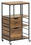 SoBuy K&uuml;chenwagen mit 2 Schubladen Dunkelbraun 53x37x89cm Industriell