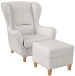 Supellex Sofia Ohrensessel mit Hocker Design Kunstleder Milano Wei&szlig;?