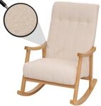 Schaukelstuhl MCW-K10, Relaxsessel, Holz MVG Stoff/Textil Boucl&eacute; (450g/m&sup2;) ~...