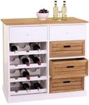 Weinregal MCW-B96, Kommode Flaschenregal f&uuml;r 12 Flaschen mit Schubladen, Landhaus