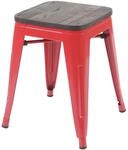 Hocker MCW-A73 inkl. Holz-Sitzfl&auml;che, Metallhocker Sitzhocker, Metall