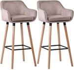 CLP Barhocker 2er Set gepolstert mit Lehne Grant, Barstuhl mit Samtbezug,...