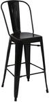 Barhocker MCW-A73, Barstuhl Tresenhocker mit Lehne, Metall Industriedesign ~ schwarz