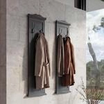 2er-Set Garderobe H33, Wandgarderobe Garderobenpaneel, Wandhaken Holz 109x28x4cm ~