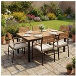 Juskys Akazienholz Gartengarnitur Rhodos - Tisch, 6 St&uuml;hle & Auflagen - Gartenm&ouml;bel