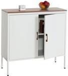 Kommode MCW-L84, Sideboard Schrank Anrichte, 2 T&uuml;ren Metall 90x90x40cm, Melamin