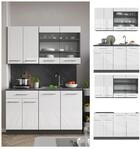 Vicco K&uuml;chenzeile Single Einbauk&uuml;che 140 cm K&uuml;chen Wei&szlig; Hochglanz Fame-Line