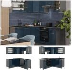 Vicco Eckk&uuml;che Fame-Line Anthrazit Dunkelblau Hochglanz 160 x 190 cm mit