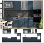 Vicco K&uuml;chenzeile Fame-Line Anthrazit Dunkelblau Hochglanz 300 cm mit...