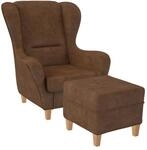 Supellex Sofia Ohrensessel mit Hocker Design Kunstleder Texas Rehbraun?