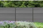 WPC Sichtschutzzaun Cora Line 3 x Zaunfeld grau und 4 x Alu-Pfosten anthrazit...