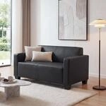 2er Sofa Couch Moncalieri Loungesofa Kunstleder ~ schwarz
