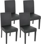 4er-Set Esszimmerstuhl Stuhl K&uuml;chenstuhl Littau ~ Kunstleder, schwarz matt, dunkle