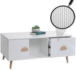 Couchtisch MCW-N89, Beistelltisch Sofatisch, Schubladen T&uuml;ren F&auml;cher 3D-Design