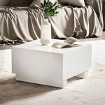 Couchtisch FineBuy Sofatisch MONOBLOC Wei&szlig; Hochglanz 60x60 cm Wohnzimmertisch