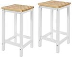 SoBuy Barhocker 2er Set Wei&szlig; 35x35x60cm Minimalistisch