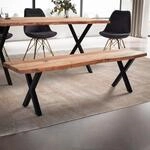 Esszimmerbank FineBuy 180 cm Akazie Massivholz Sitzbank Essbank Baumkante Gro&szlig;