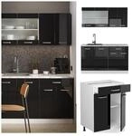Vicco K&uuml;chenzeile R-Line Solid Wei&szlig; Schwarz 140 cm Arbeitsplatte modern