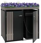 2er-M&uuml;lltonnenverkleidung MCW-O67, M&uuml;lltonnenbox mit Pflanzkasten, Metall