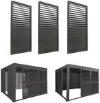 3er-Set Aluminium Schiebet&uuml;r f&uuml;r Pergola MCW-L46, Terrassen&uuml;berdachung,