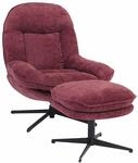 Relaxsessel mit Hocker MCW-P32, Fernsehsessel Nosagfederung, drehbar Metall