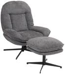 Relaxsessel mit Hocker MCW-P32, Fernsehsessel Nosagfederung, drehbar Metall