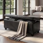 Aufbewahrungs-Truhe Sitzbank Arezzo, Leder + Kunstleder, 112x45x45cm MVG-zertifiziert