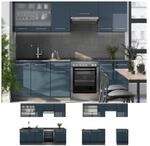 Vicco K&uuml;chenzeile Fame-Line Anthrazit Dunkelblau Hochglanz 240 cm mit...