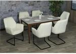 6er-Set Freischwinger MCW-G67, Esszimmerstuhl K&uuml;chenstuhl Stuhl, Stoff/Textil