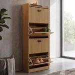 Schuhschrank MCW-O39, Schuhkipper Schuhregal 4 Klappen Klappf&auml;cher MDF Melamin
