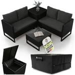 Juskys Polyrattan Lounge Santorini inkl. Abdeckung - Outdoor Sitzecke mit