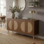 Sideboard MCW-P49, Schrank Kommode mit T&uuml;ren Anrichte Stauf&auml;cher, Poly-Rattanfront