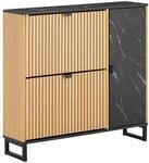 SoBuy Schuhschrank mit 2 T&uuml;ren Holzfarbe 90x24x88,5cm Modern