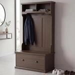 Garderobe MCW-P27, Flurgarderobe Holzgarderobe Sitzbank, 4 Haken Staufach Ablage