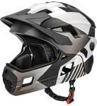 Rockbros Kinderfahrradhelm 2 in 1 mit abnehmbarem Kinnschutz 12 L&uuml;ftungen S Grau