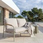Aluminium-Gartenbank MCW-O11, Outdoor 2-Sitzer Sitzbank Sofa, Olefin Stoff (205