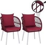 2er-Set Gartenstuhl MCW-Q38, Gartensessel Armlehne, Aluminium Seilgeflecht Rope...