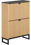 SoBuy Schuhschrank mit 2 T&uuml;ren Holzfarbe 60x24x88,5cm Nordisch