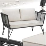 tectake&reg; Garten-Loungesofa, rundes Polyrattan im Rope-Design, abnehmbare