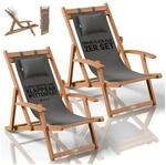 JUSKYS&reg; Sonnenliege Tavira 2er Set - Anthrazit, Akazienholz Liege mit